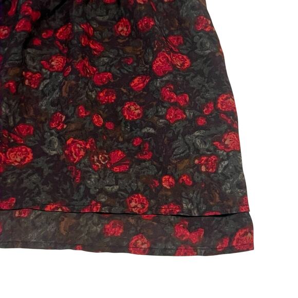 Vintage Denim & Supply Ralph Lauren Floral Sheer Shift Dress Drop Waist Red Blk - Picture 5 of 8